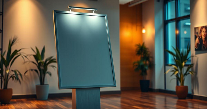 Porta cartaz com pedestal: visibilidade para promoções Porta cartaz com pedestal: visibilidade para promoções